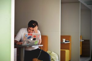 student is frustrated studying learning history