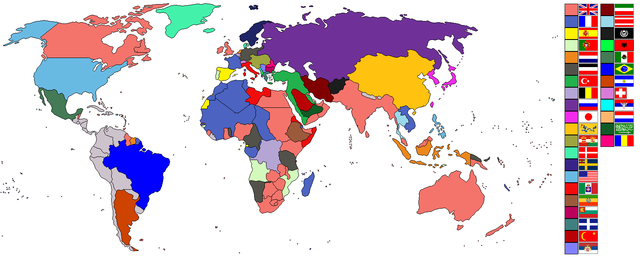 Mapa ng mga kolonya na pag-aari ng iba't ibang imperyo sa mundo noong 1914