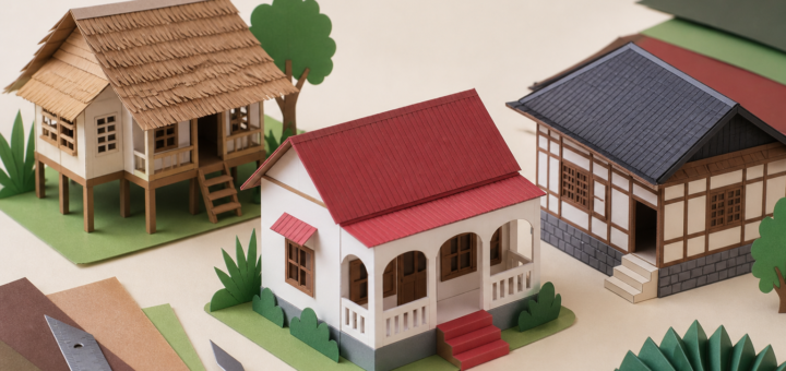 Building Simple 3D Paper Sculptures of Local Houses