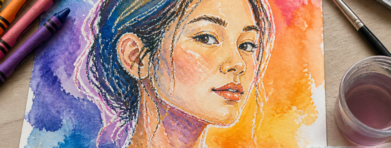 Creating Self-Portraits Using Crayon Resist Techniques
