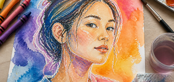 Creating Self-Portraits Using Crayon Resist Techniques
